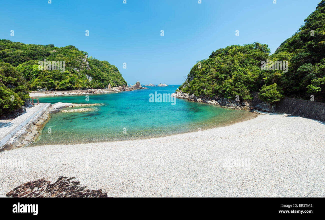 The bay at Taiji on a clear, sunny and calm day. Photo taken in April and outside of the dolphin hunting season Stock Photo