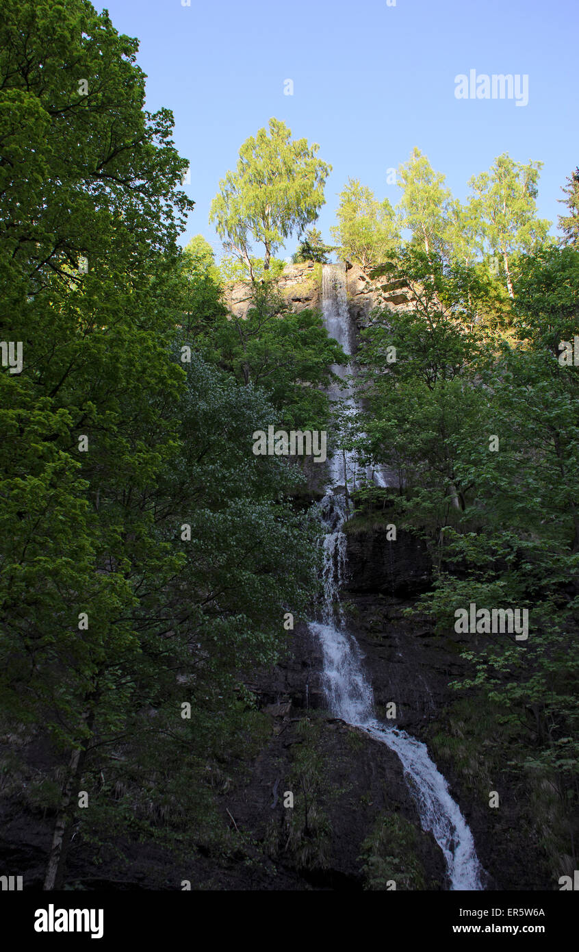 Waterfall in Okervalley, Harz, Lower-Saxony, Germany, Europe Stock Photo