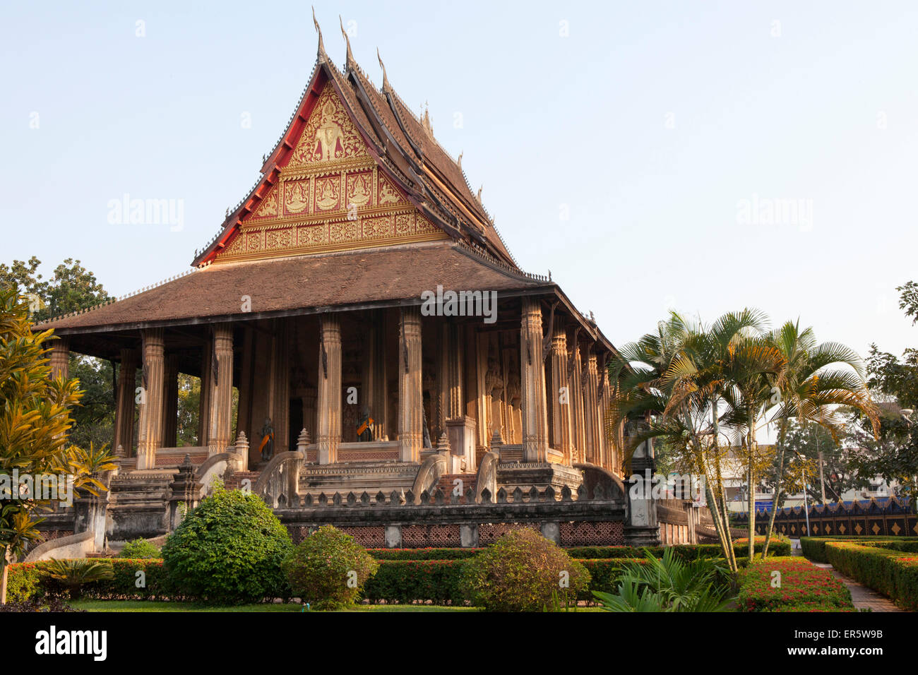 Buddhistic temple Wat Ho Phra Keo in Vientiane on the river Mekong, Vientiane, capital of Laos, Asia Stock Photo