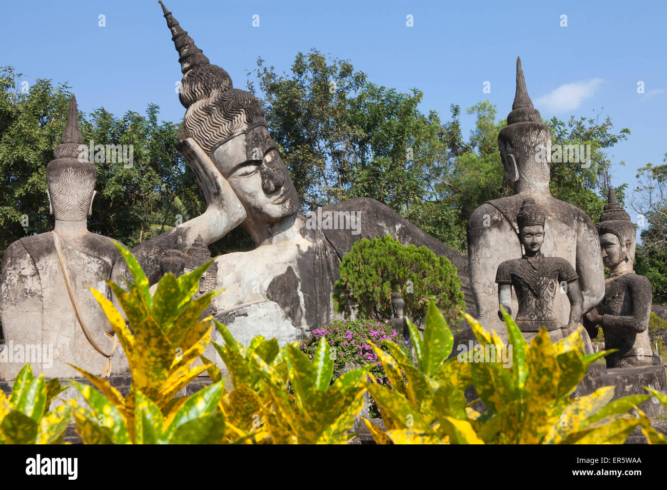 Buddhistic sculptures in Xieng Khuan Buddha Park in Vientiane, capital of Laos, Asia Stock Photo
