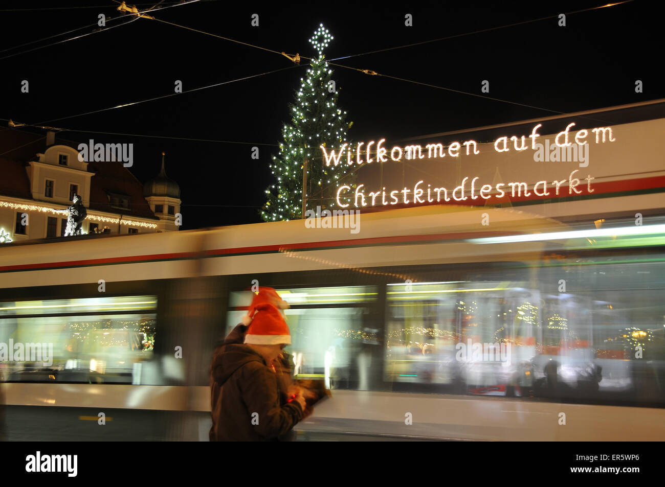 Christmas market on Rathaus square, Augsburg, Swabia, Bavaria, Germany Stock Photo
