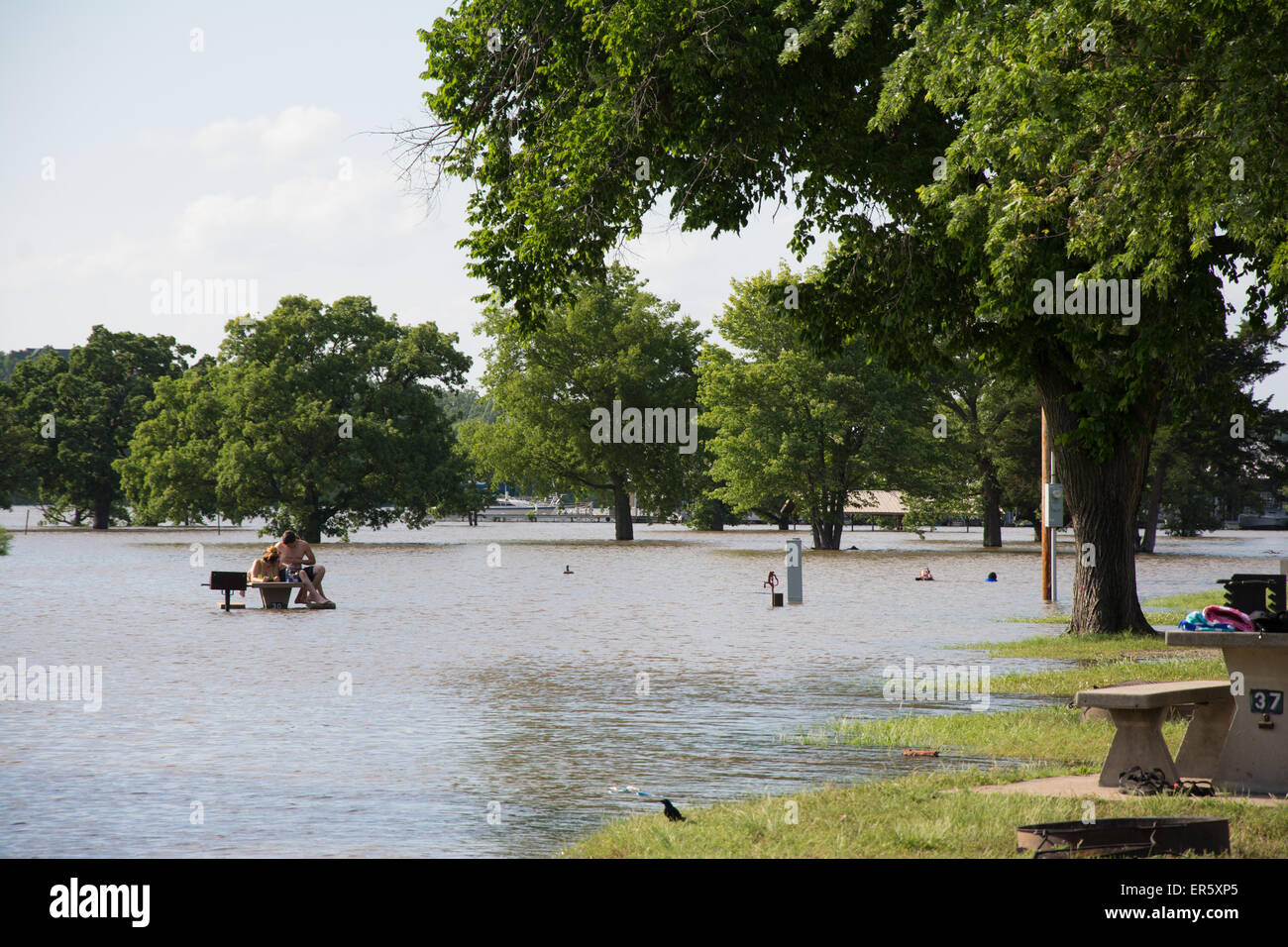 Mannford, Oklahoma, USA. 27th May, 2015. Flood waters have indundated