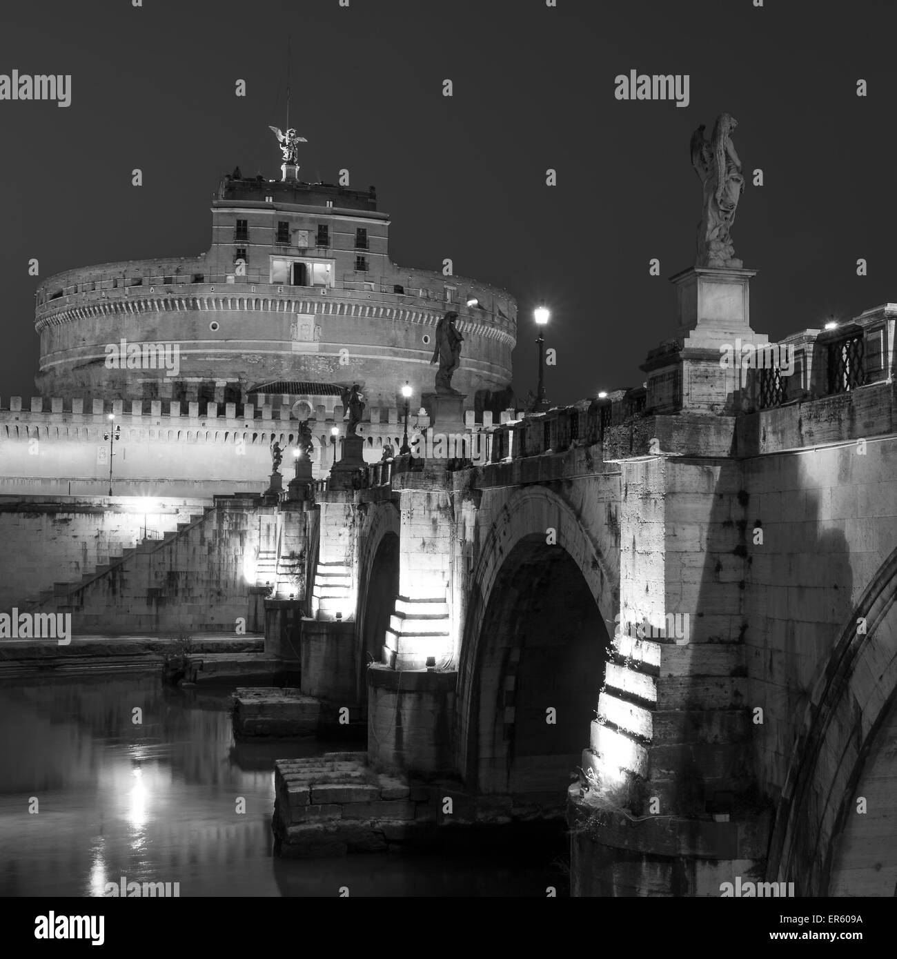 Castle of the Holy Angel and Bridge of Hadrian. Rome, Italy Stock Photo