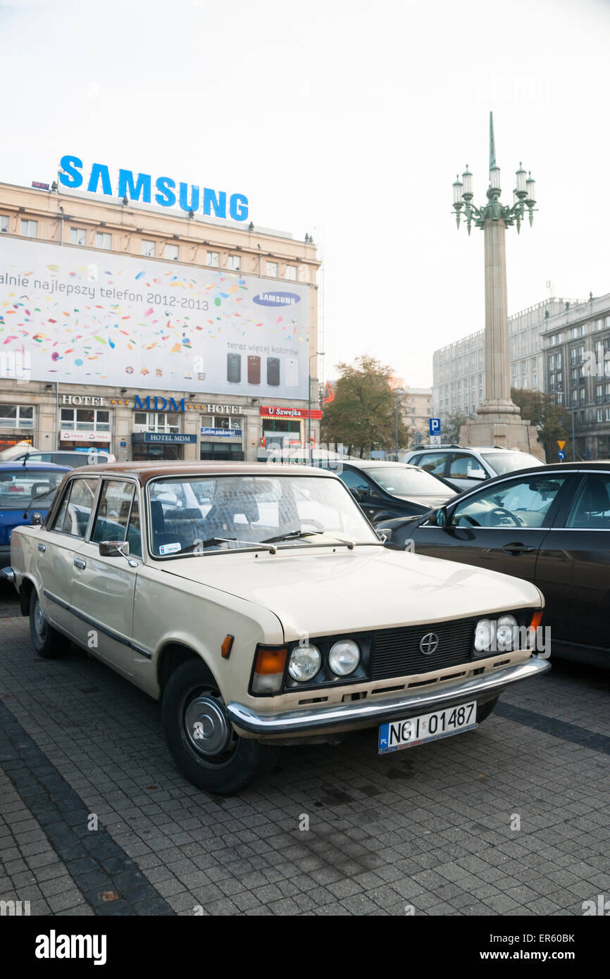 Classic Polski Fiat 125, an automobile manufactured from 1967 to 1991 was commonly seen during Communist occupation of Poland Stock Photo
