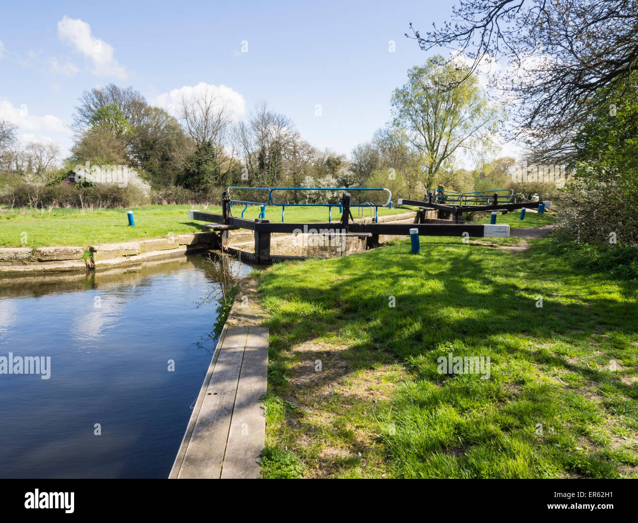 Beeleigh Lock on the River Chelmer and Blackwater Navigation in Essex Stock Photo