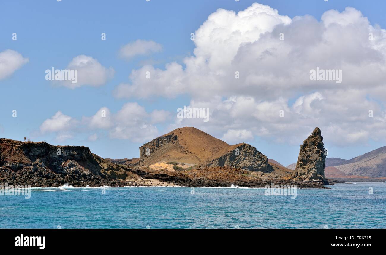 Bartolomé Island, coast with Pinnacle Rock, Galapagos Province, Galapagos Islands, Ecuador Stock Photo