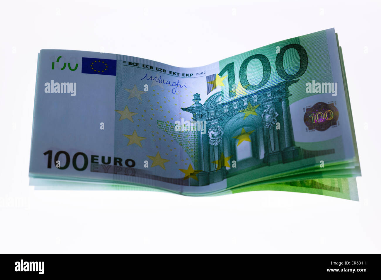 Several one hundred euro bills, notes Stock Photo