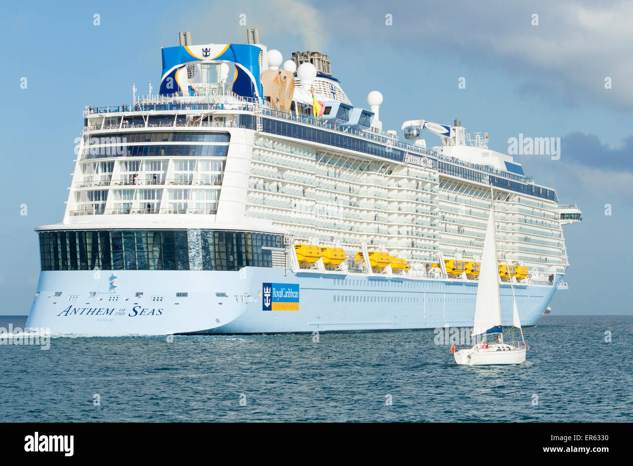Anthem of the Seas cruise ship visiting Las Palmas on Gran Canaria on her maiden Canary Islands cruise in 2015 Stock Photo