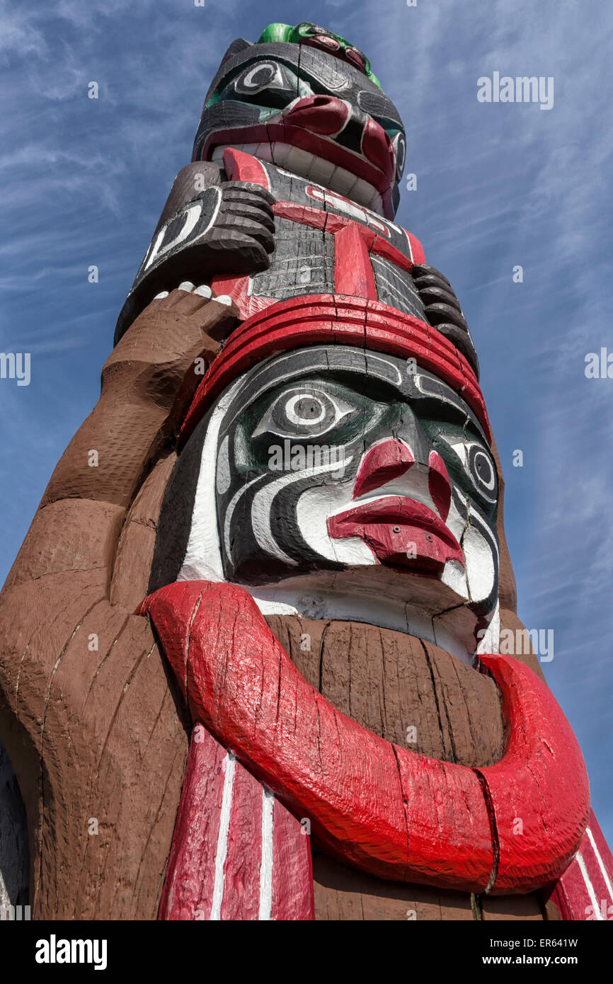 Totem Pole, Victoria, British Columbia, Canada Stock Photo