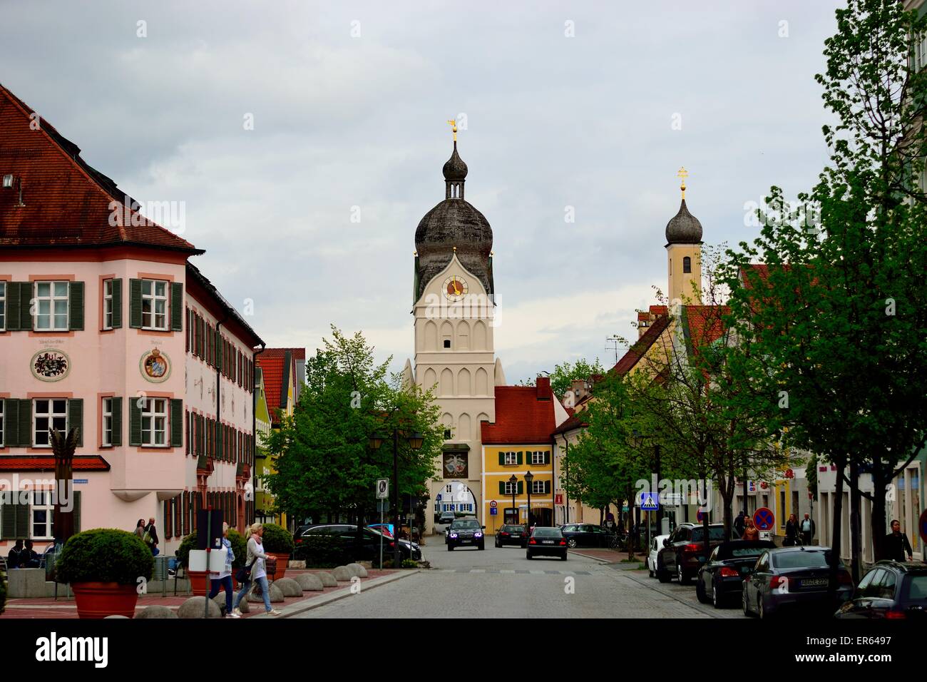 View from the city center of Erding Germany Stock Photo