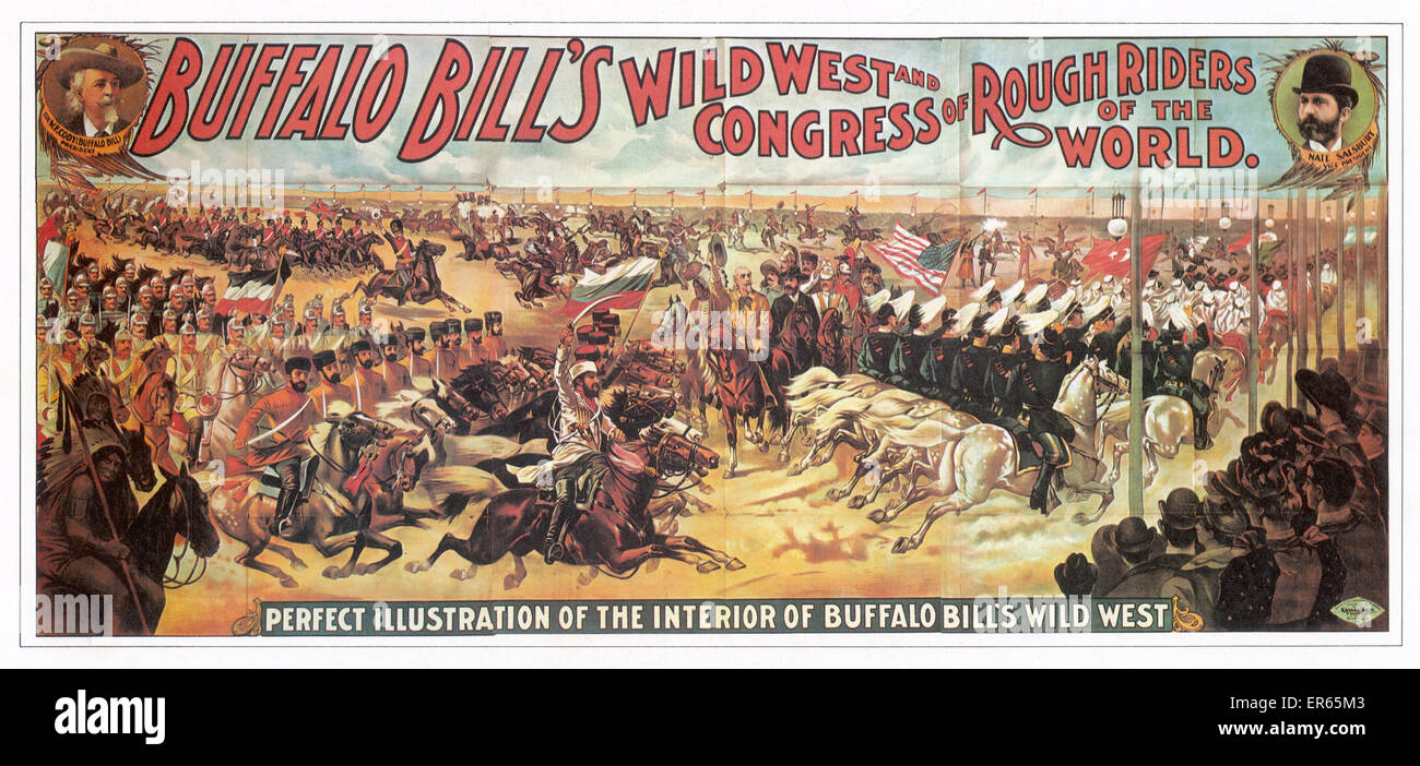 A 'perfect illustration' of Buffalo Bill's Wild West Show and Congress of Rough Riders of the World. 1890s Stock Photo