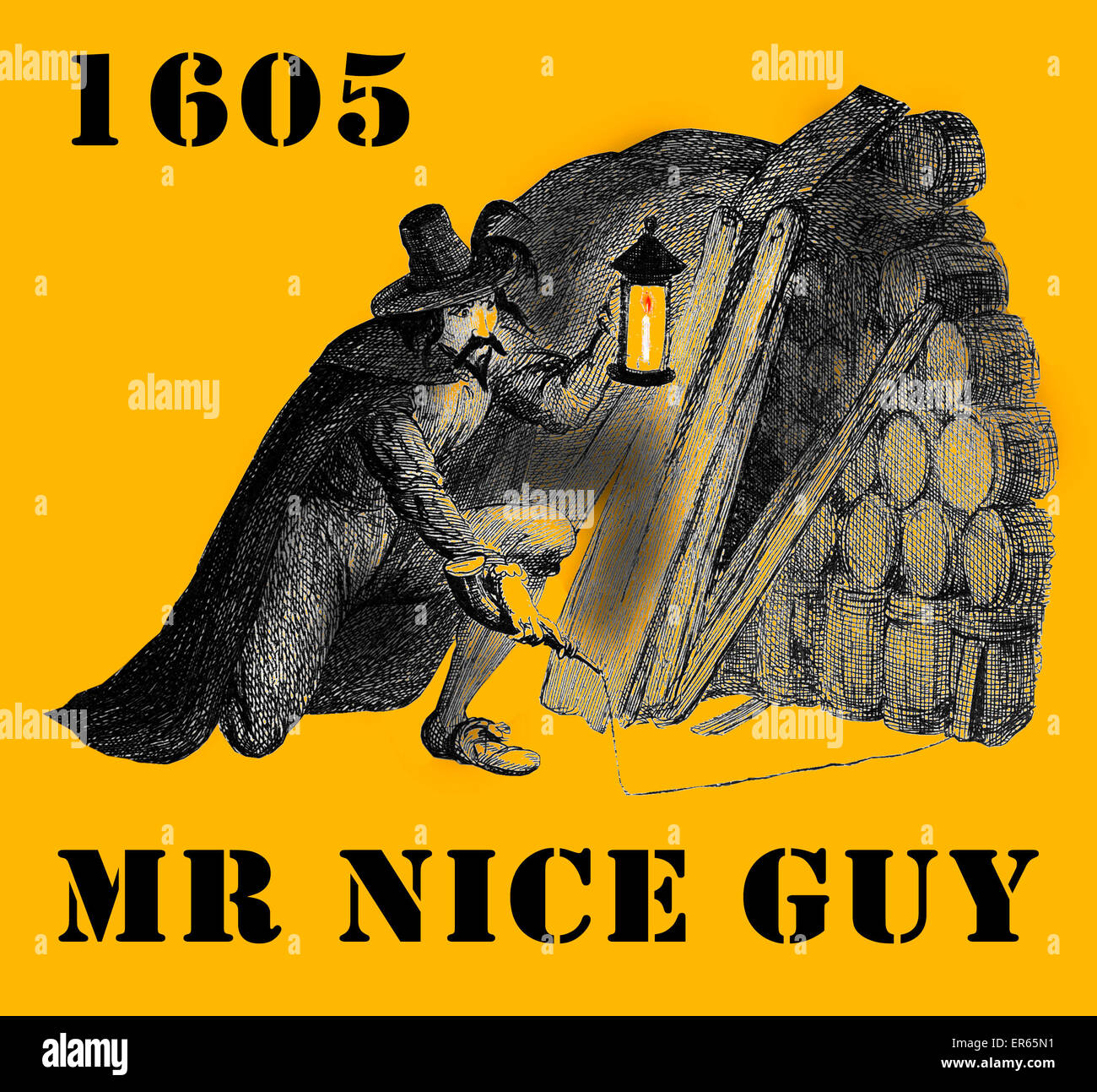 Guy Fawkes - T-shirt / poster print design MR NICE GUY  1605 Stock Photo