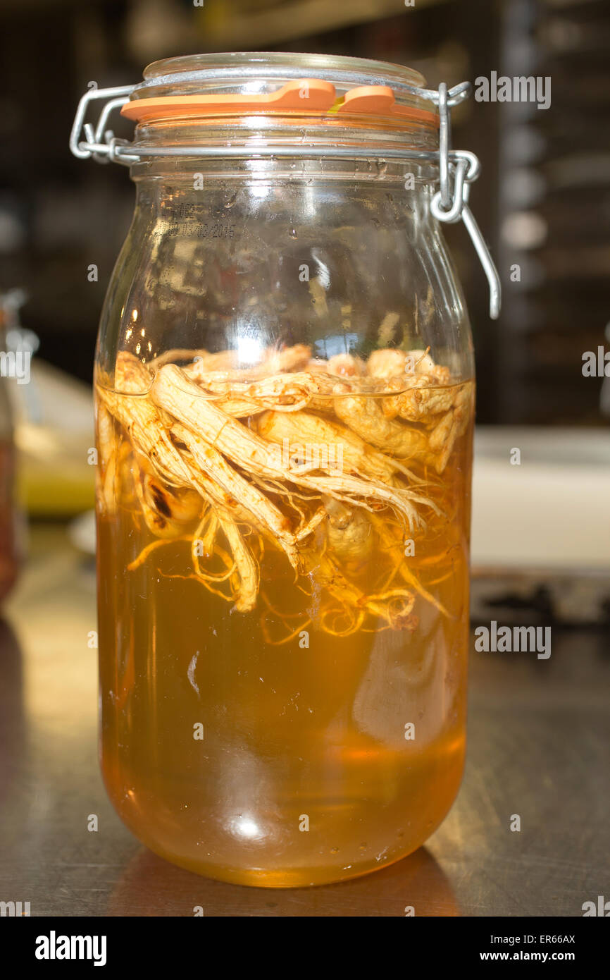 Ginseng bottled with Acacia honey, the ginseng coming from the Chungnam