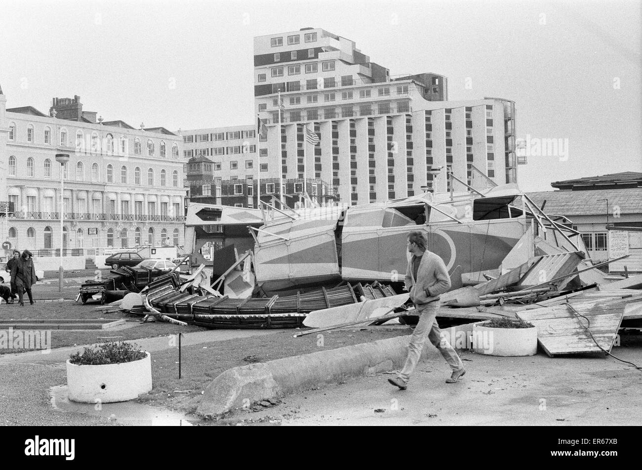 The 1987 Great Storm occurred on the night of 15 - 16th October 1987. An unusually strong weather system caused winds to hit much of southern England and northern France. It was the worst storm to hit England since the Great Storm of 1703. Damage was esti Stock Photo