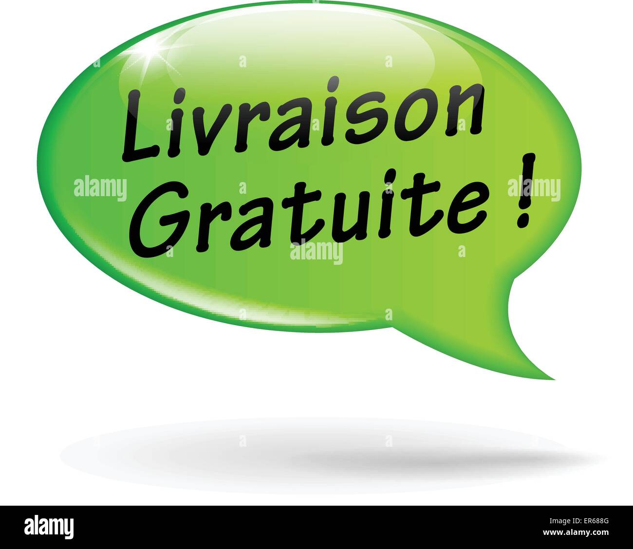 French translation for free shipping green speech bubble icon Stock Vector