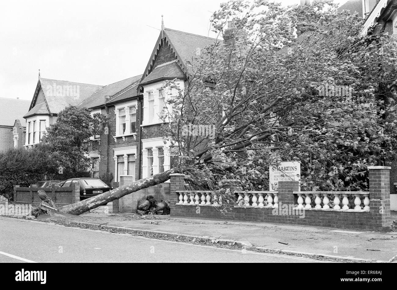 The 1987 Great Storm occurred on the night of 15 ? 16th October 1987. An unusually strong weather system caused winds to hit much of southern England and northern France. England since the Great Storm of 1703. Damage was estimated at UK 7.3 billion (Pound Stock Photo