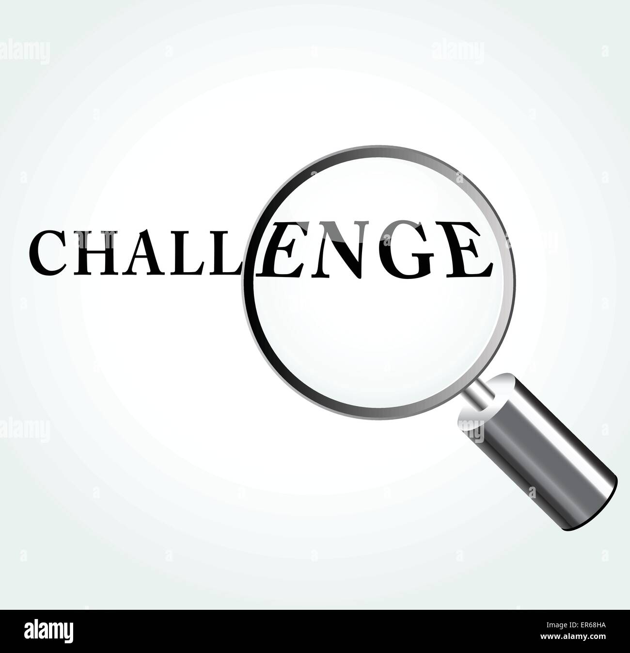 Vector illustration of challenge abstract concept with magnifying Stock Vector