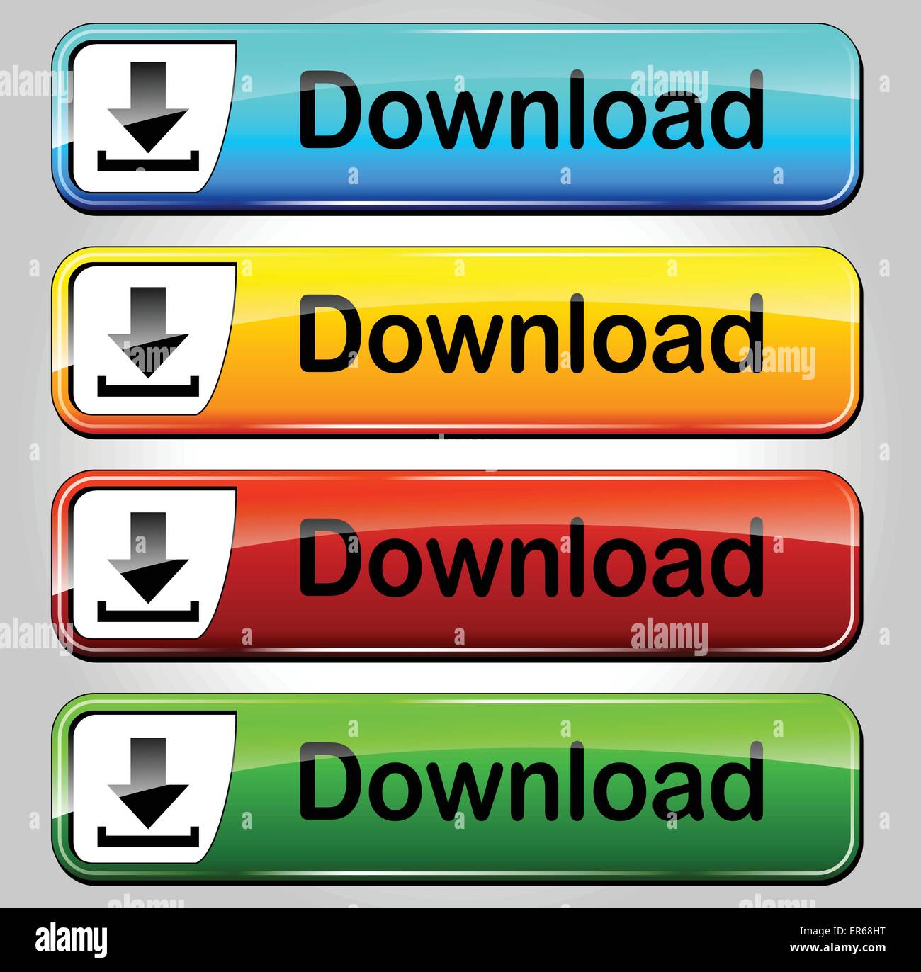 Vector illustration of download colorful buttons for web site Stock Vector