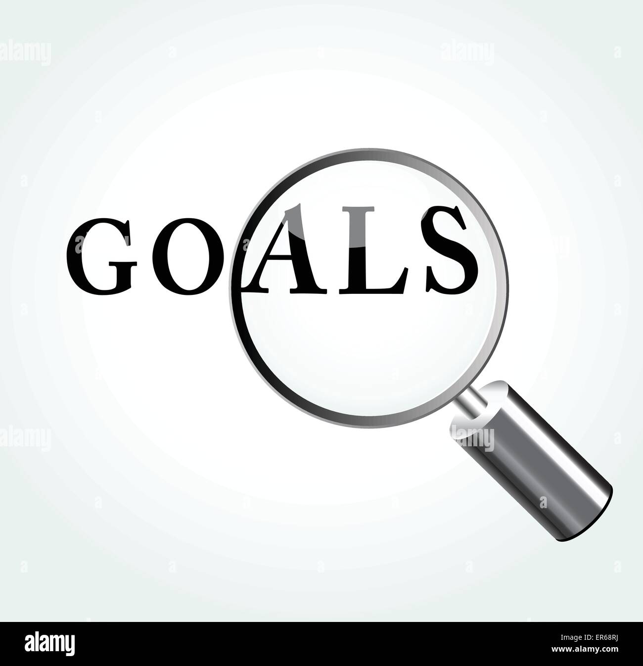 Vector illustration of goals abstract concept with magnifying Stock Vector