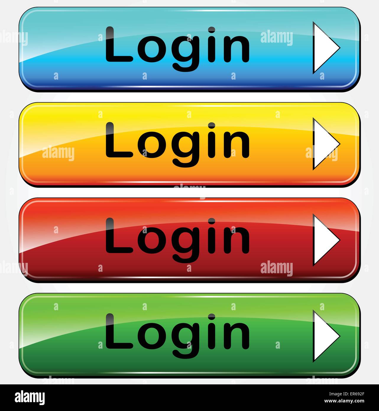 Vector illustration of login colorful buttons for web site Stock Vector