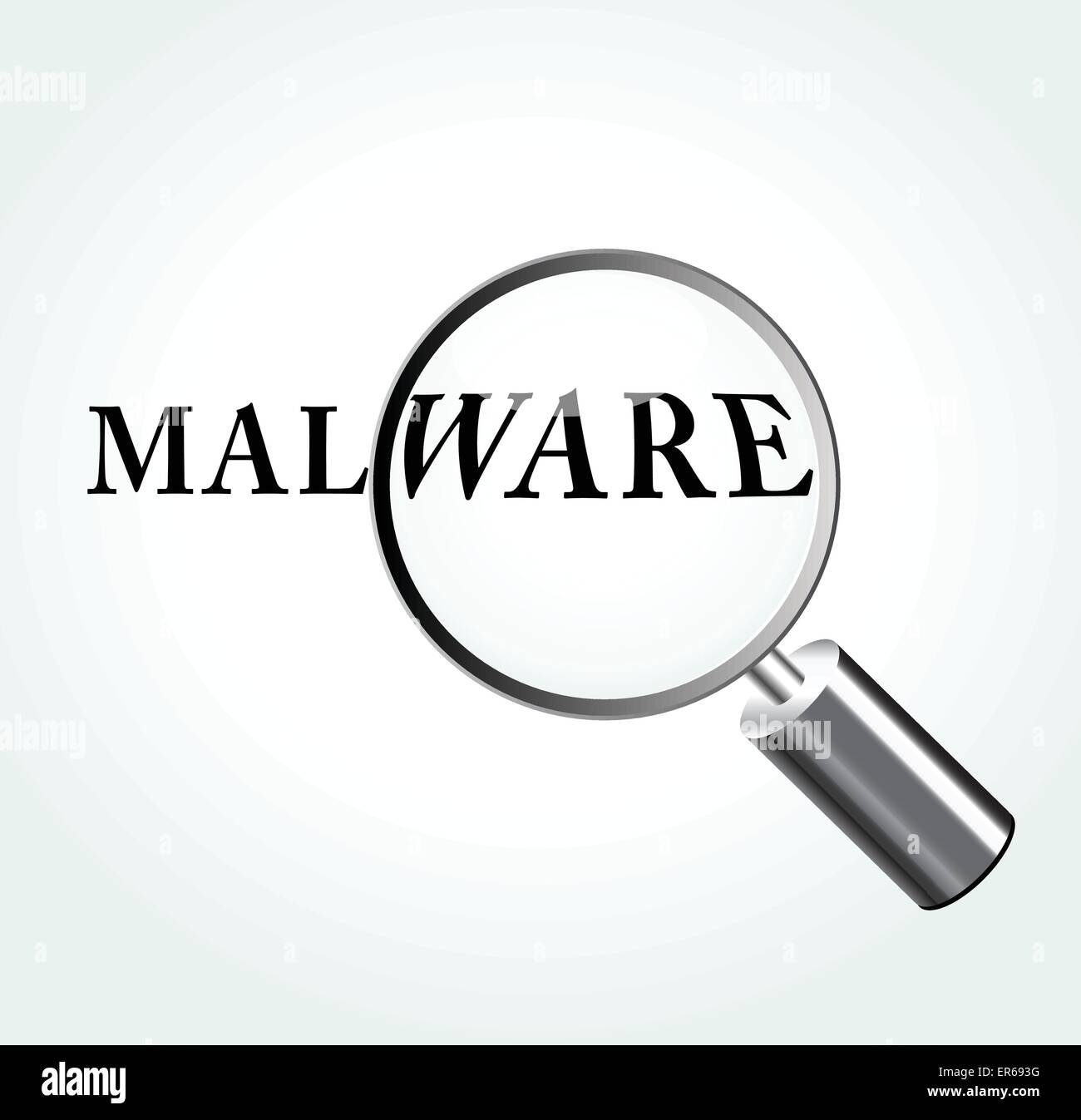 Vector illustration of malware abstract concept with magnifying Stock Vector