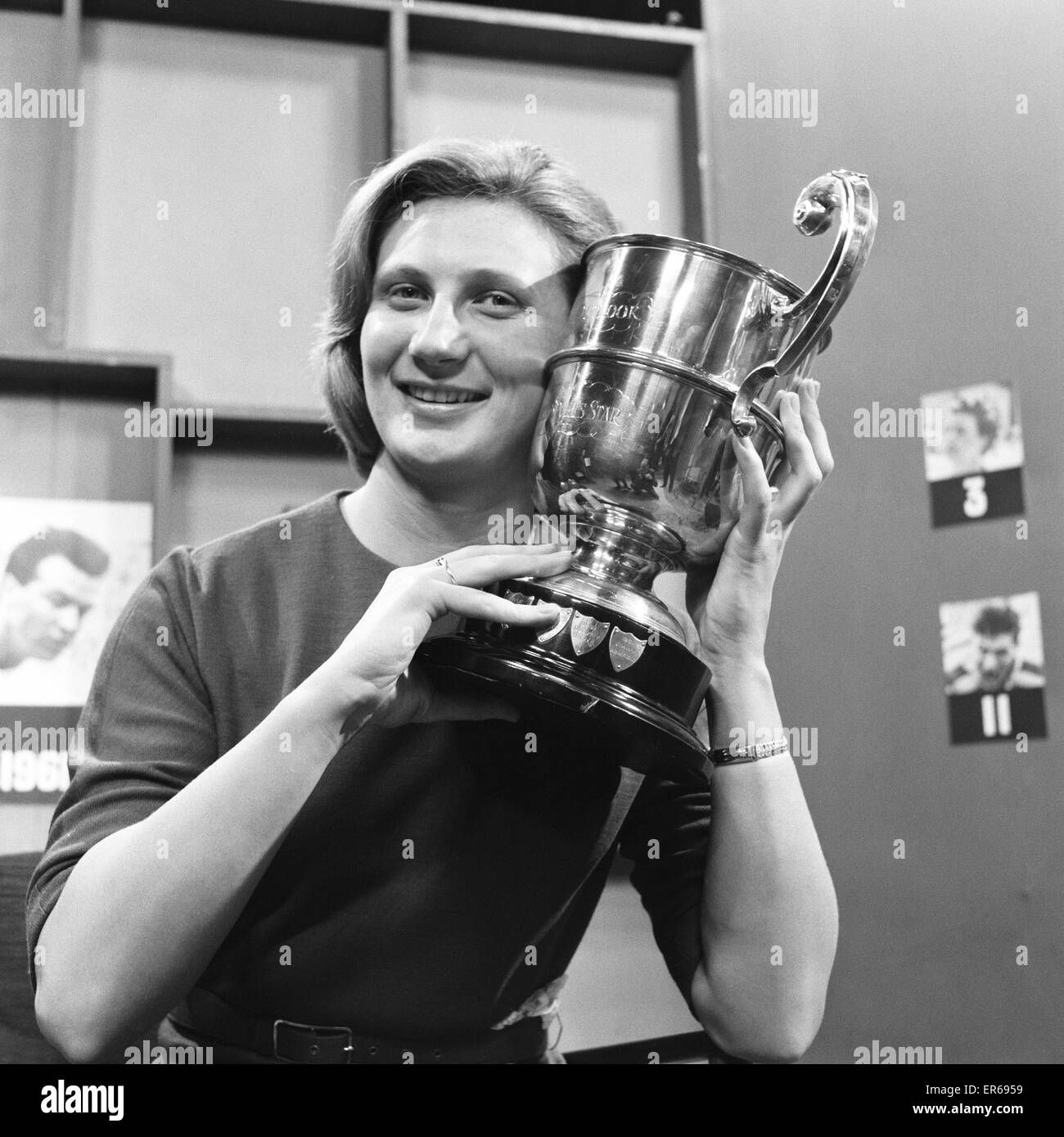 Anita Lonsbrough, swimmer from Great Britain who won a gold medal at the 1960 Summer Olympics, pictured after receiving Granada TV's Northern Sporting Personality of the Year Cup, 23rd December 1962. Stock Photo
