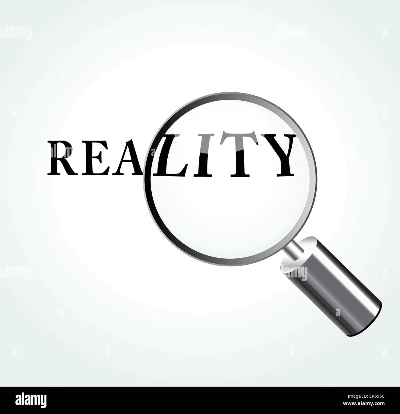 Vector illustration of reality abstract concept with magnifying Stock Vector