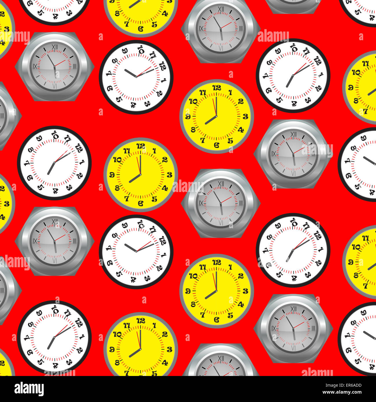 Seamless pattern clock. Time and clock and minute design, vector