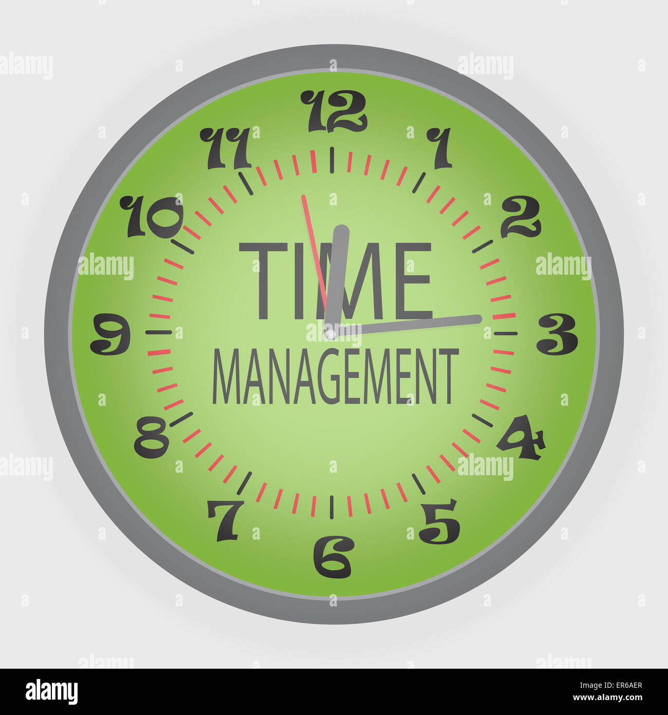 Time managment. Green clock, business and solution, strategy and schedule and deadline, vector illustration Stock Photo