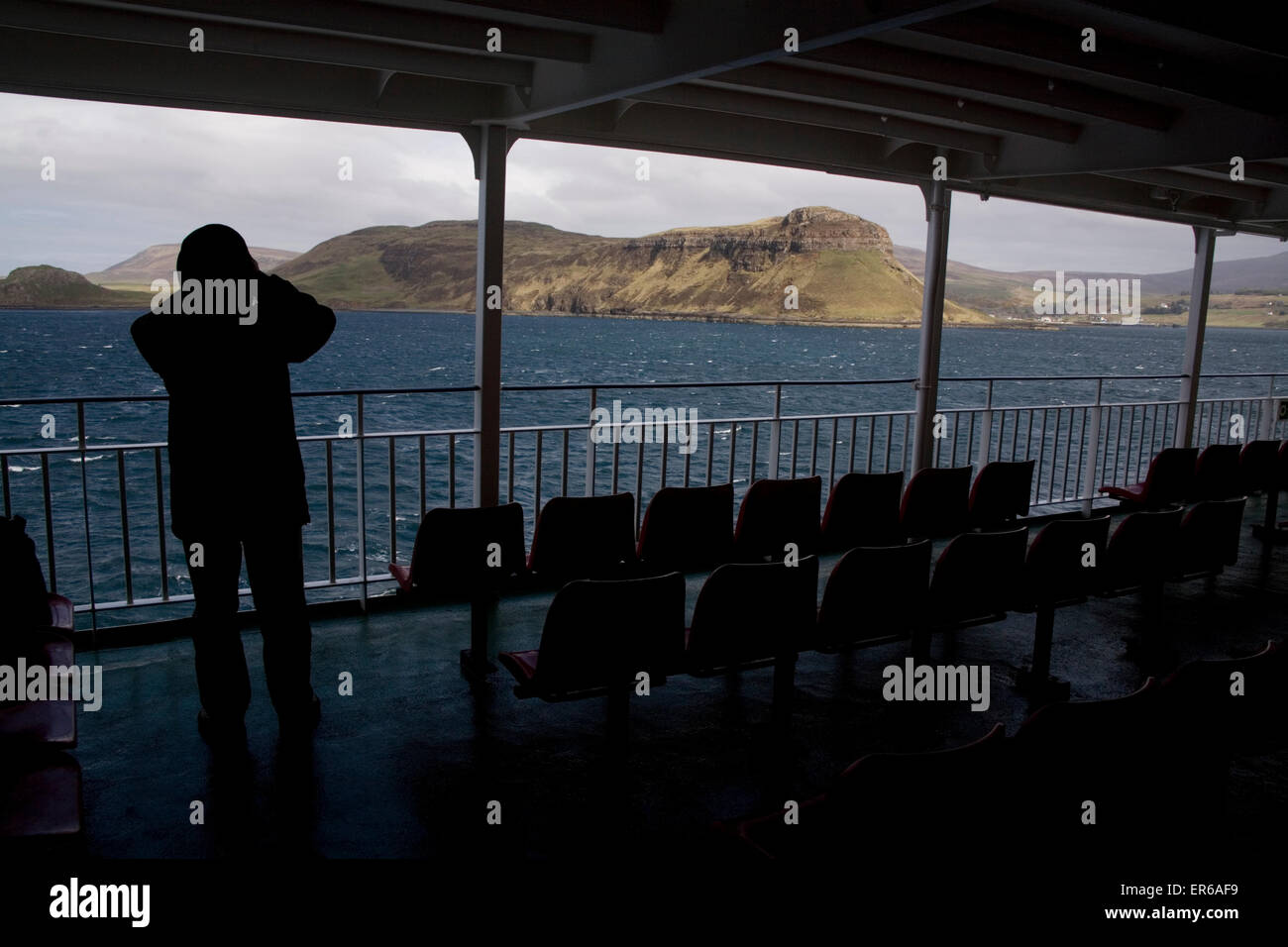 Looking at Balgown from the Uig to Lochmaddy Ferry, Isle of Skye, the Highlands, Scotland Stock Photo