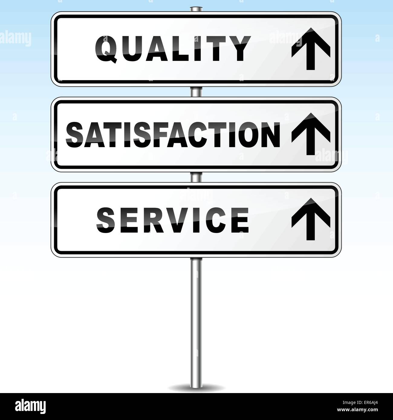 Vector illustration of quality service and satisfaction signpost Stock Vector