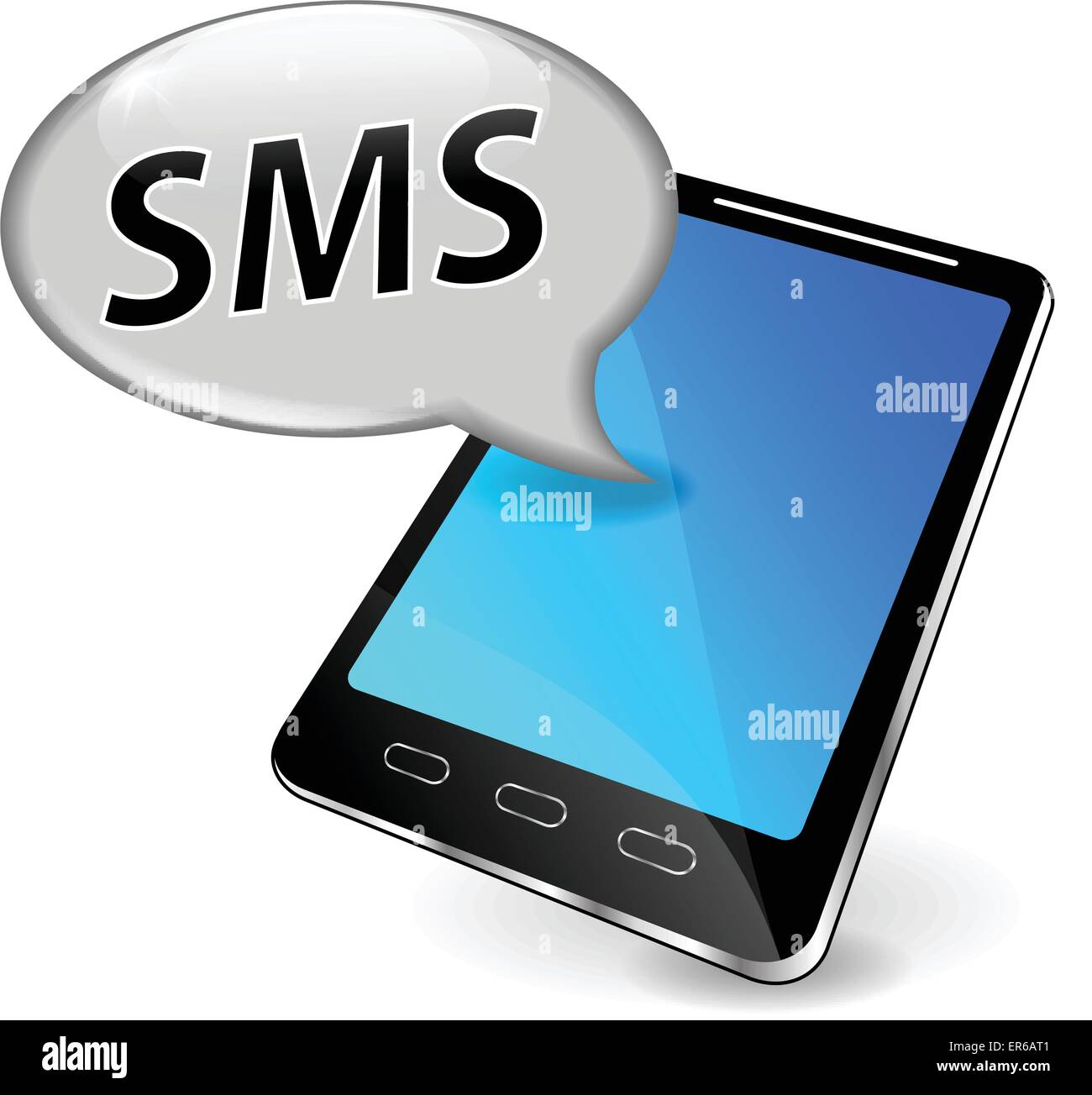 Vector illustration of mobile phone with sms speech bubble Stock Vector