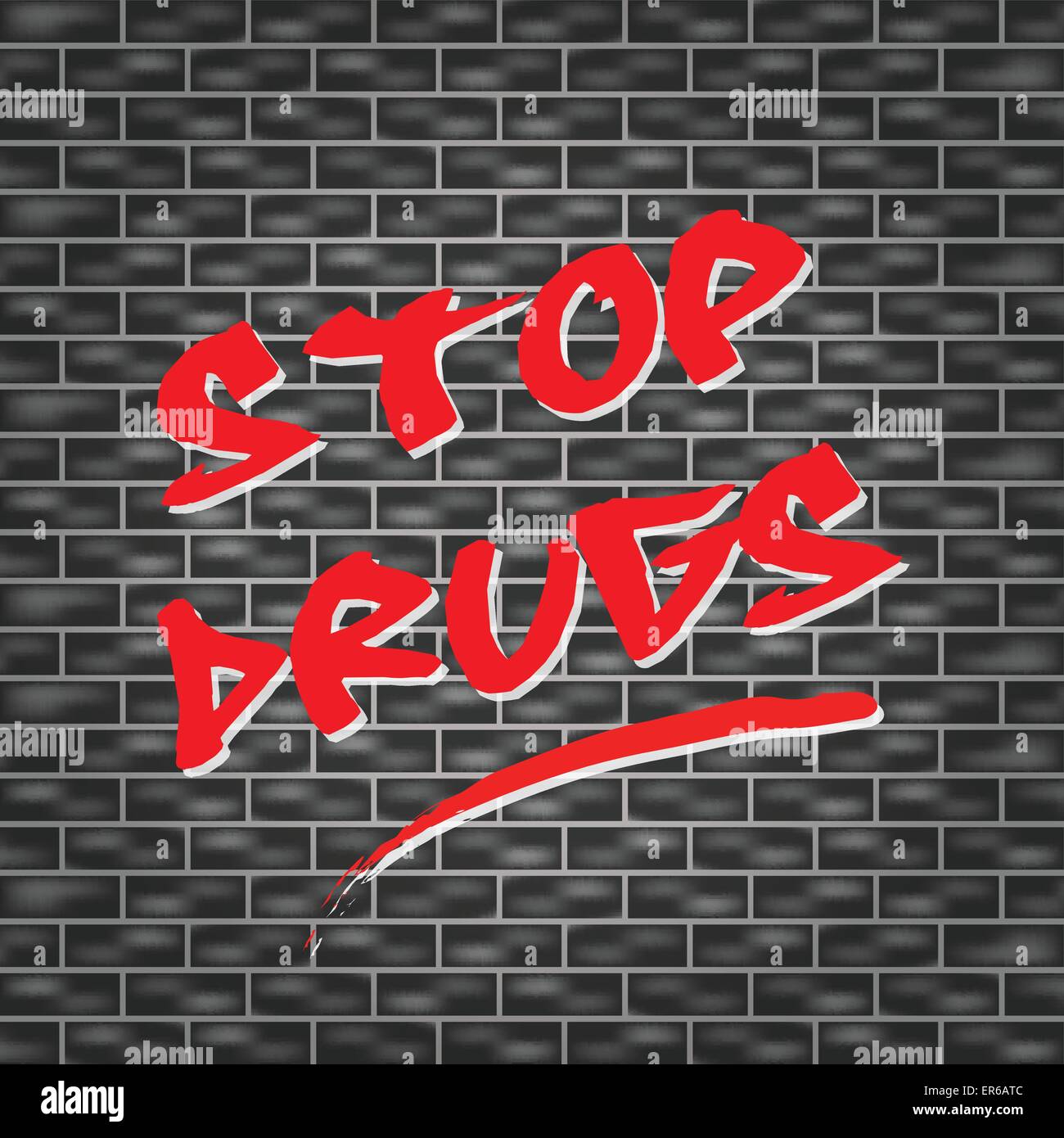 Vector illustration of stop drugs tagged wall concept Stock Vector