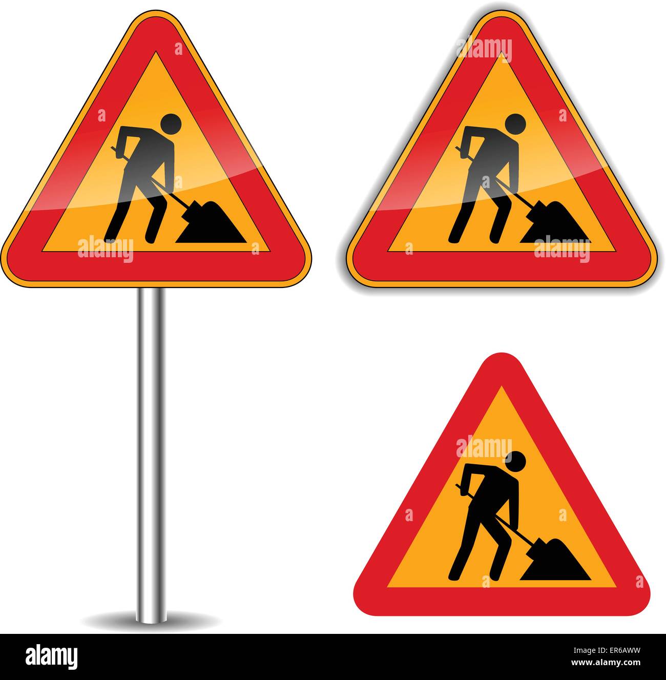 Warning Signs On Construction Site Stock Vector Images Alamy