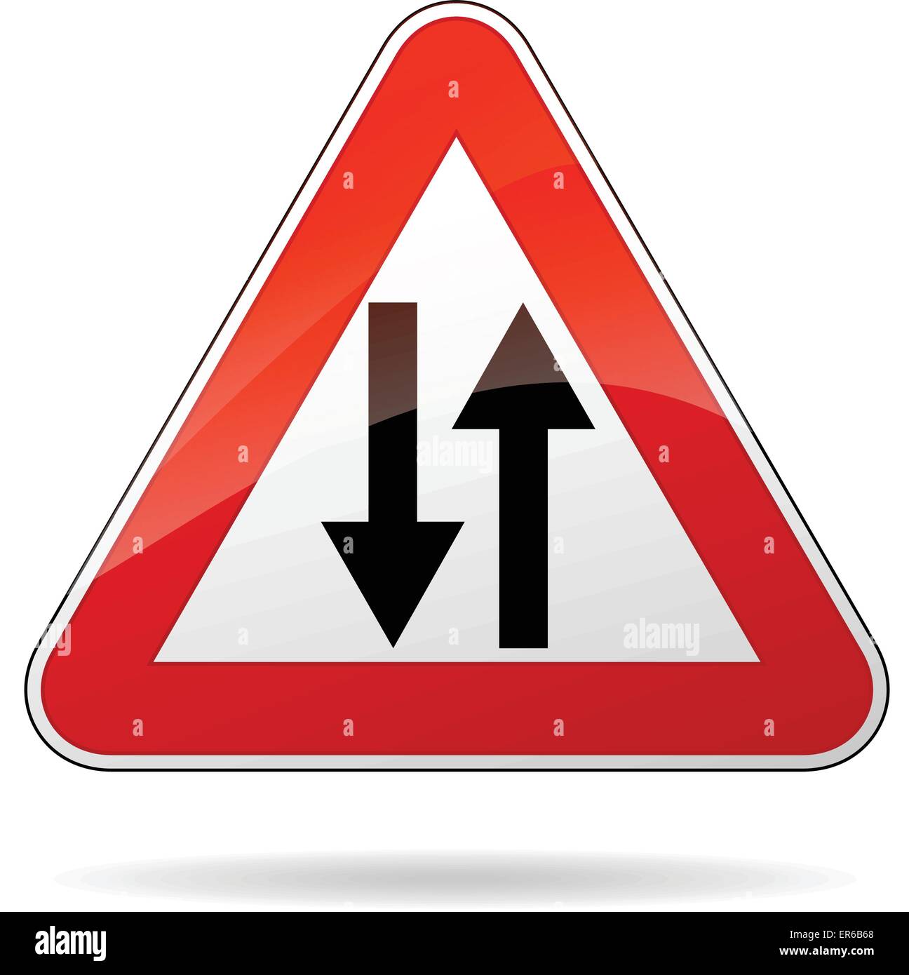 Vector illustration of triangle traffic sign for two way Stock Vector