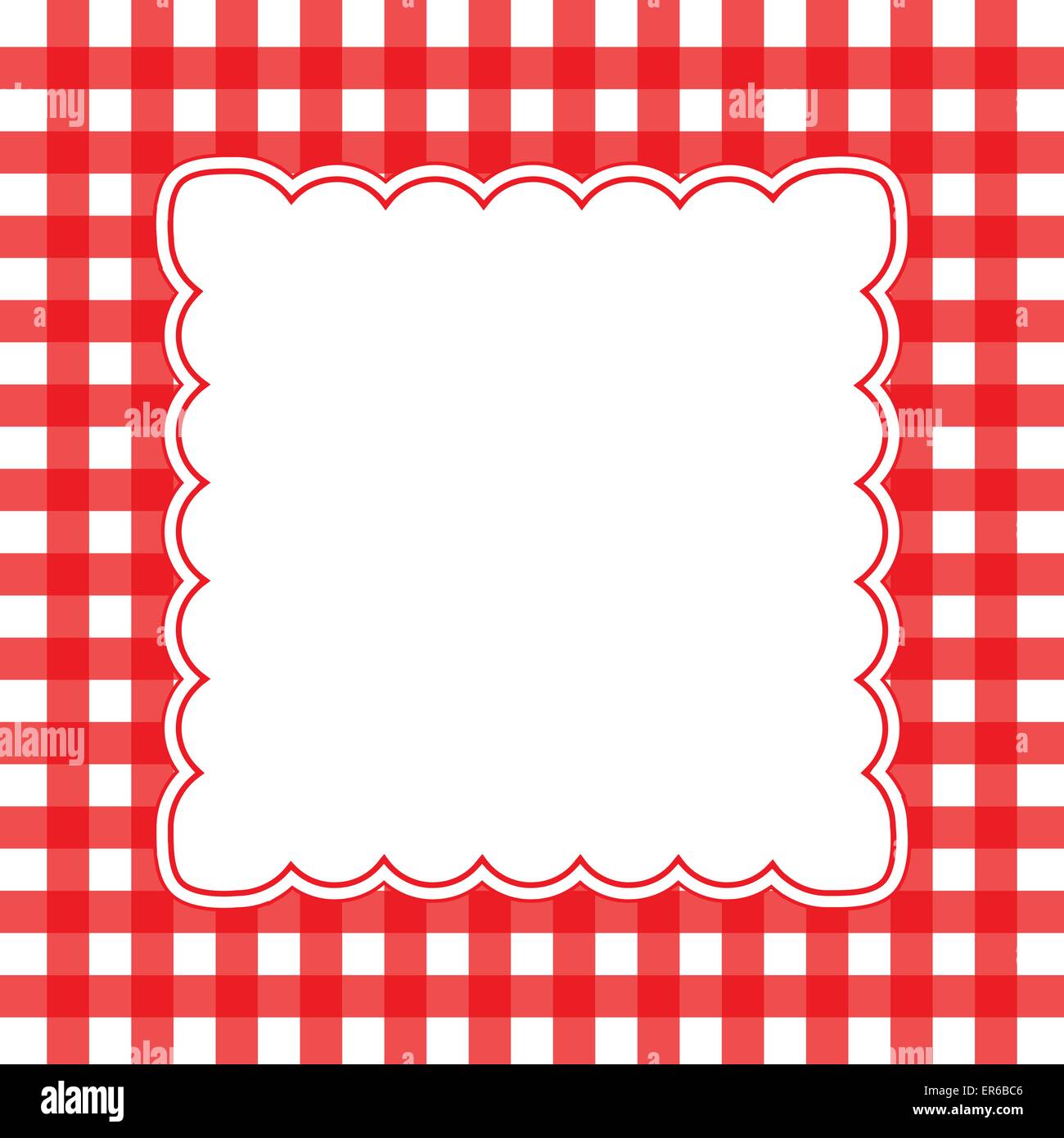 Vector illustration of red and white gingham concept background Stock Vector