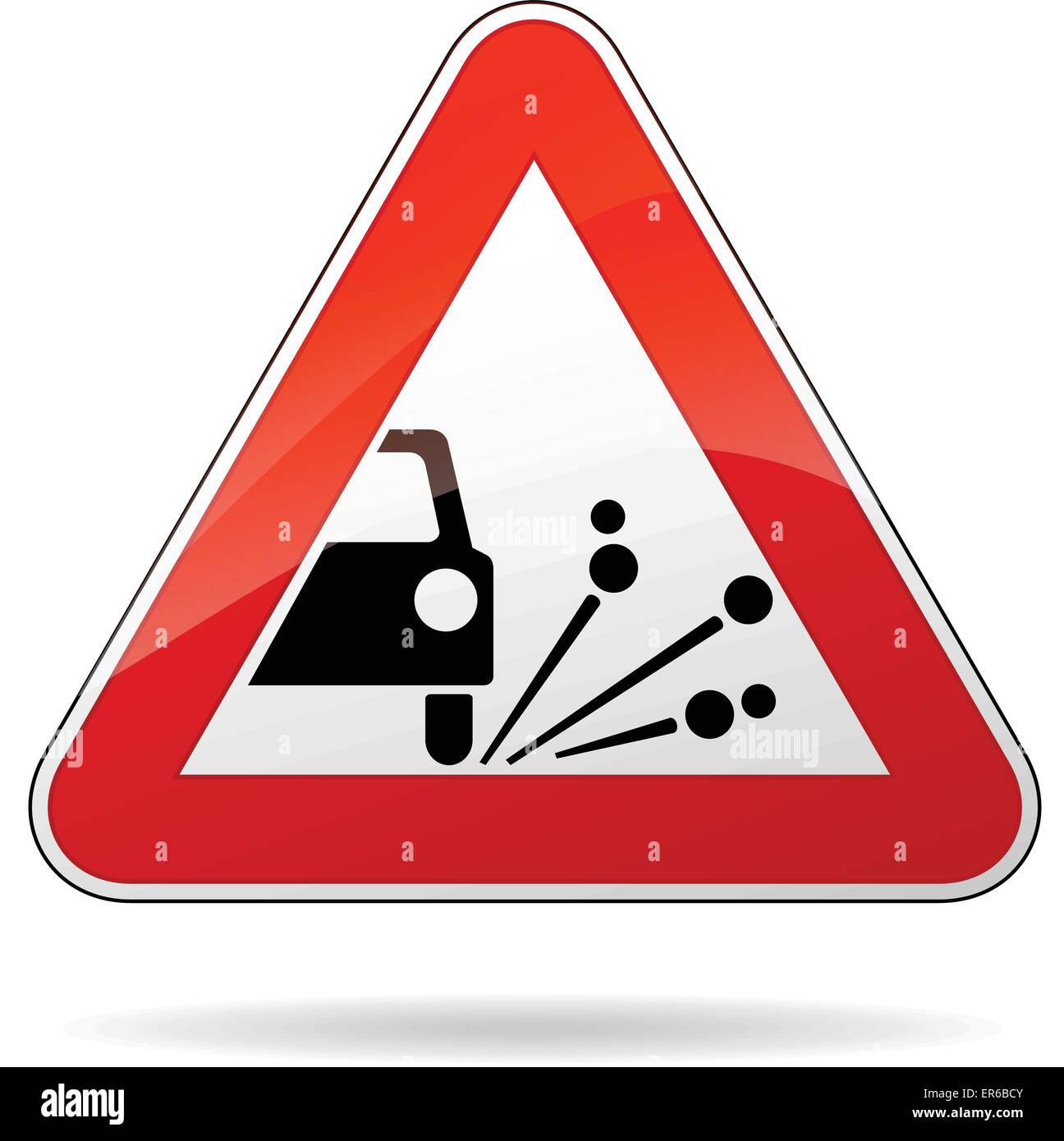 Vector illustration of triangle traffic sign for gravel Stock Vector