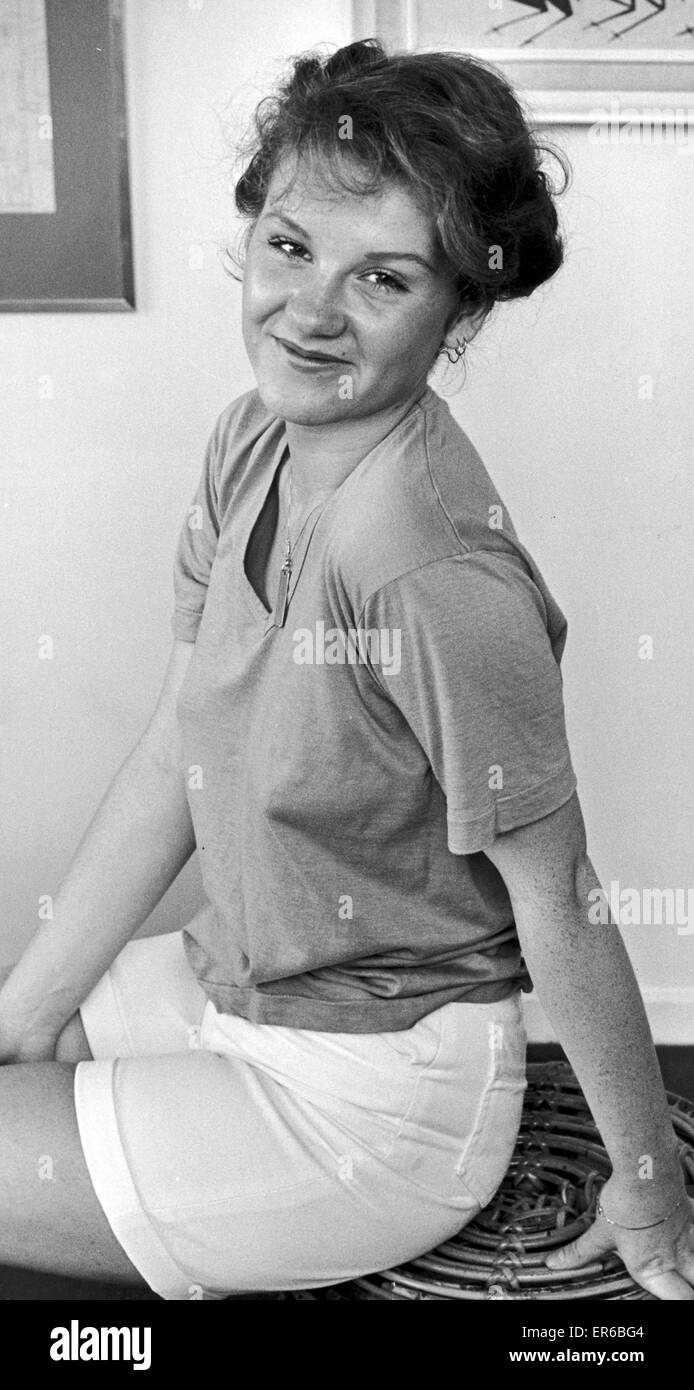 Nichola Hare Brown, 20 years old, girlfriend of football player Laurie Cunningham, who has recently signed for Real Madrid, pictured 28th June 1979. Stock Photo