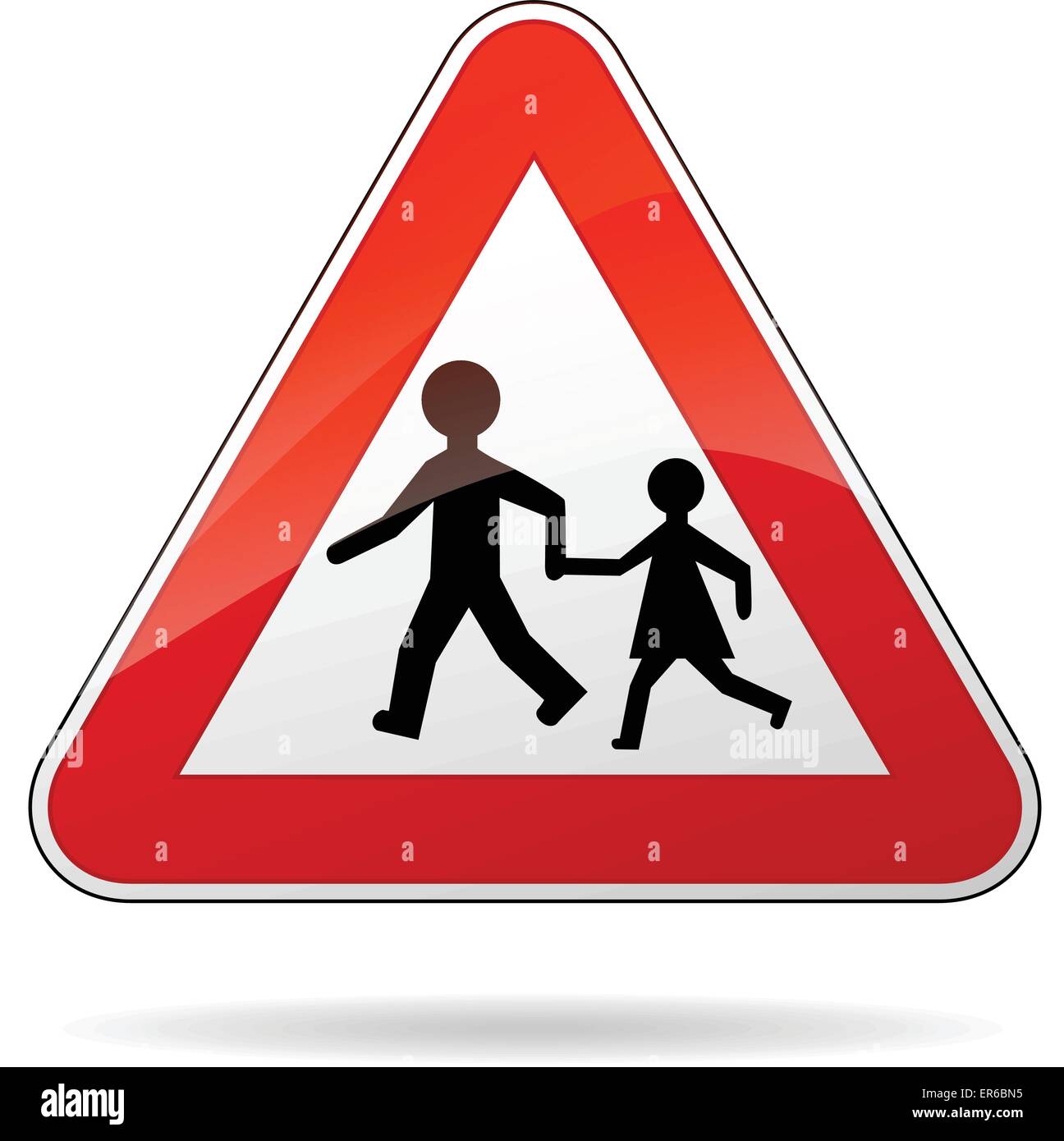Vector illustration of triangle traffic sign for beware pedestrians Stock Vector