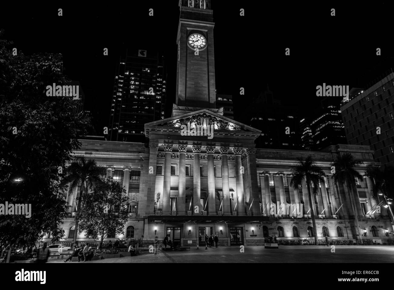 Brisbane city hall clock tower Black and White Stock Photos & Images