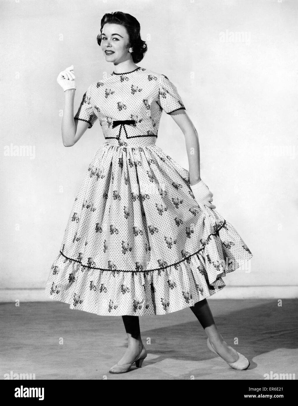 Clothing Fashion 1956: Model Jackie Jackson. July 1956 P021285 Stock Photo
