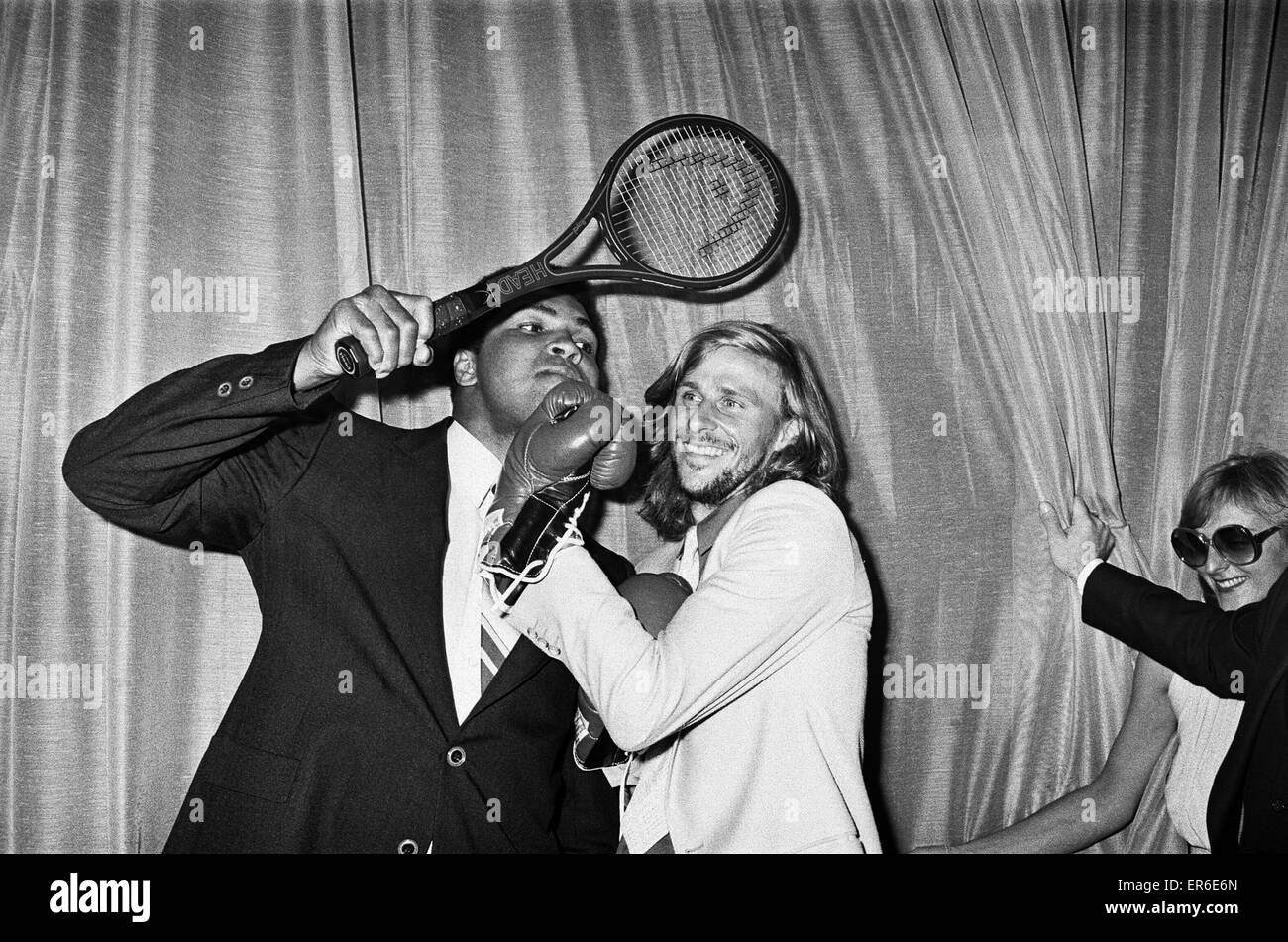 Muhammad Ali meets Bjorn Borg the reigning Wimbledon Champion. 7th July  1979 Stock Photo - Alamy