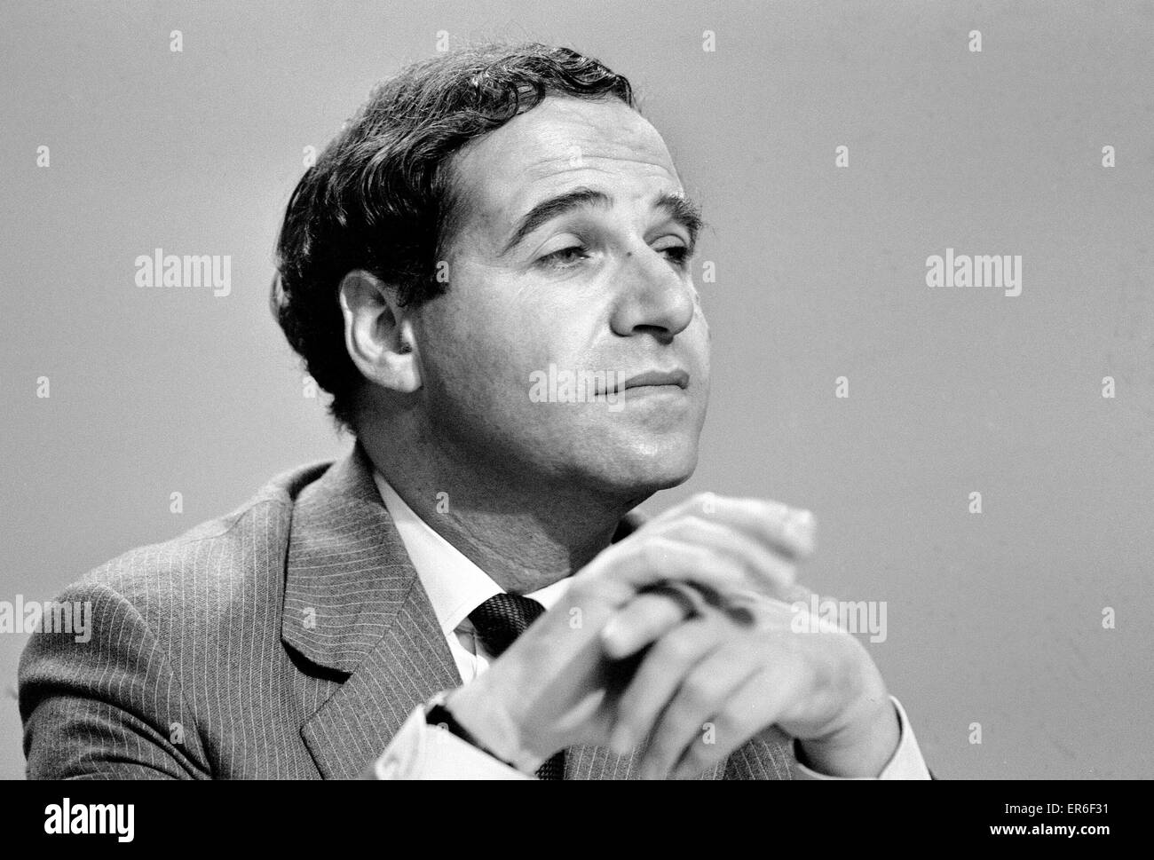 Home Secretary Leon Brittan pictured at the Conservative Party Conference in Brighton. October 1984. Stock Photo