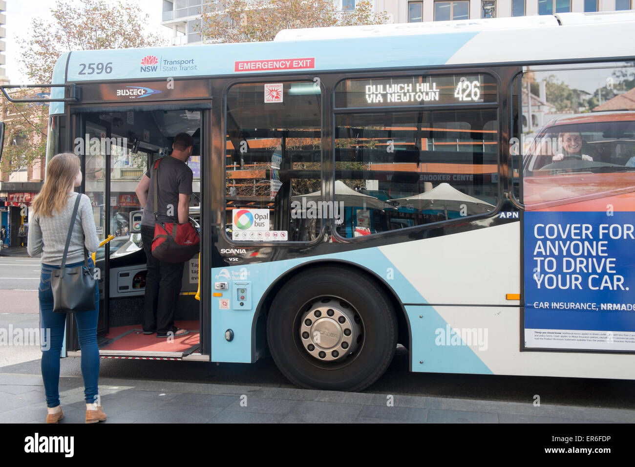 Sydney bus at a stop in Broadway near central railway station,sydney