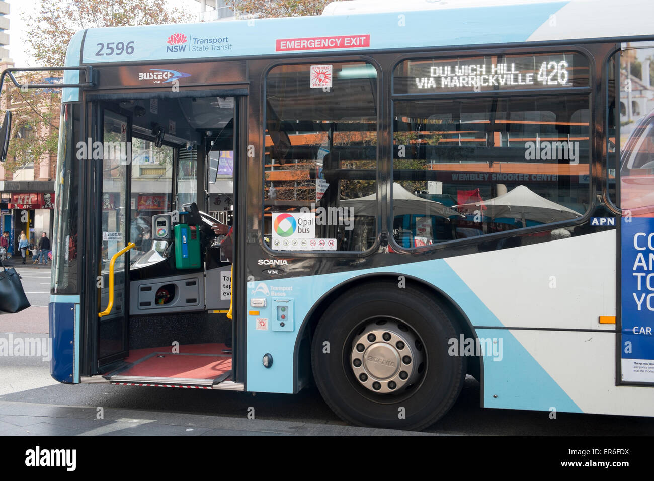 Sydney bus at a stop in Broadway near central railway station,sydney