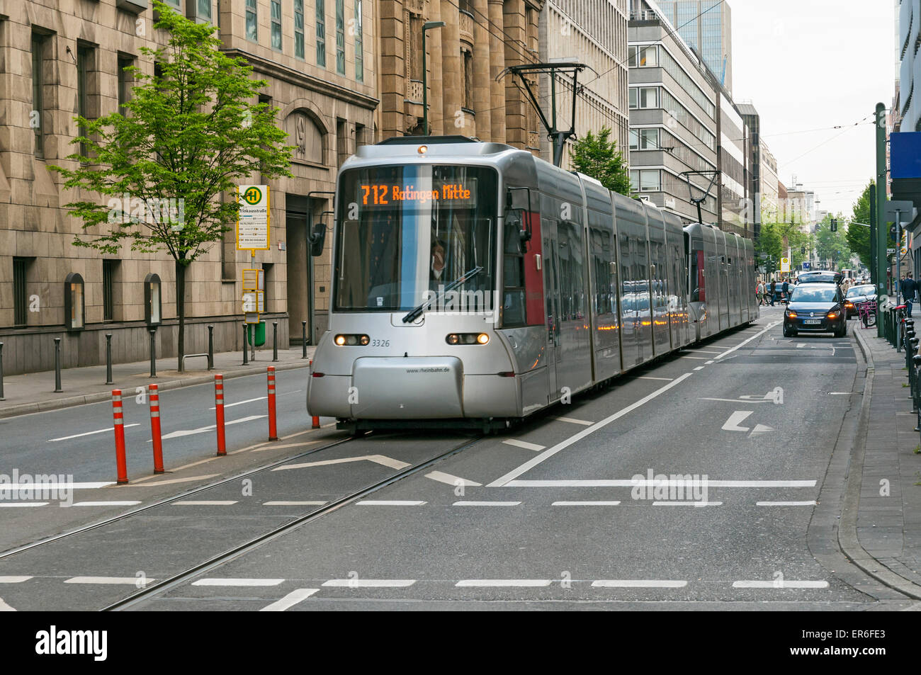 Modern tram in Düsseldorf city center on the route which in 2016 is  destined to be replaced by the new underground line, Germany Stock Photo -  Alamy