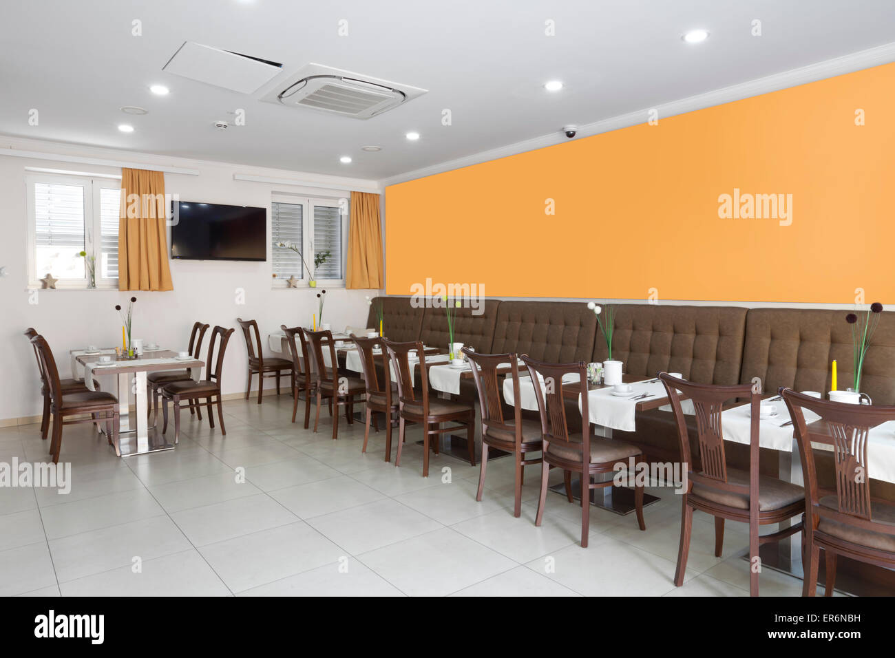 hotel dining room with wooden chair Stock Photo Alamy