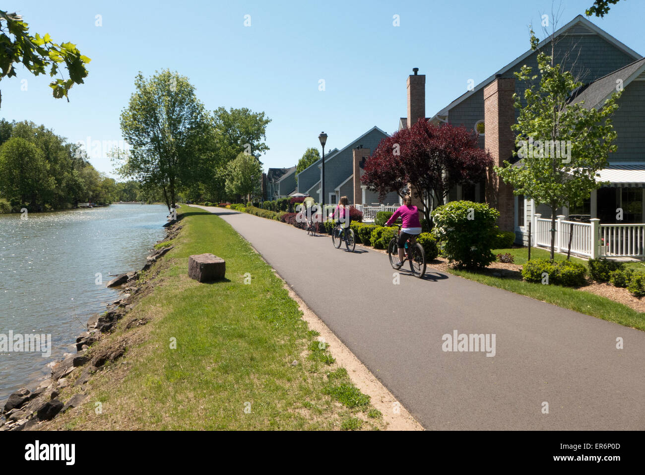 Bikers on Erie Canal Trail, Fairport NY USA Stock Photo Alamy