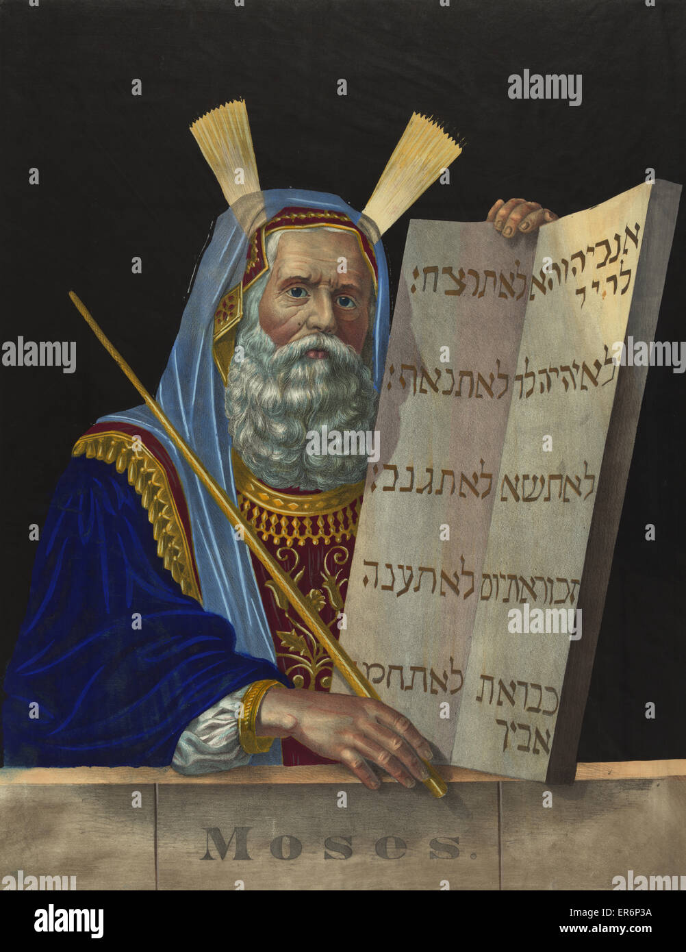 Moses and Ten Commandments Stock Photo