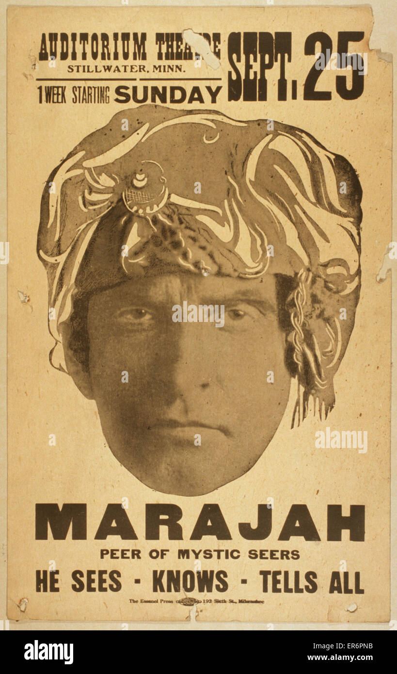 Marajah peer of mystic seers : he sees, knows, tells all Stock Photo